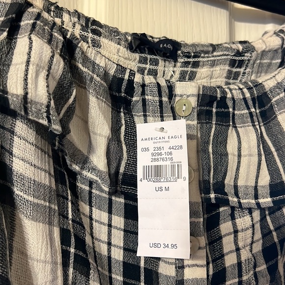 Black and white plaid off the shoulder shirt - Picture 2 of 2